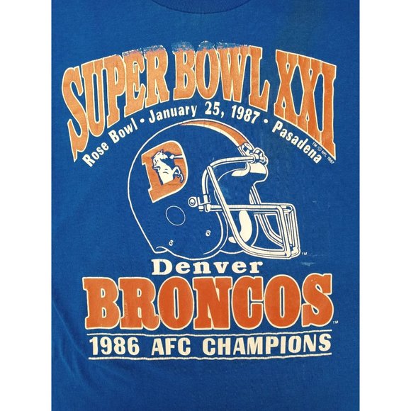 Vintage T-shirt Super Bowl 21 Pasadena Rose Bowl Denver Broncos Medium 1987 - Picture 4 of 14
